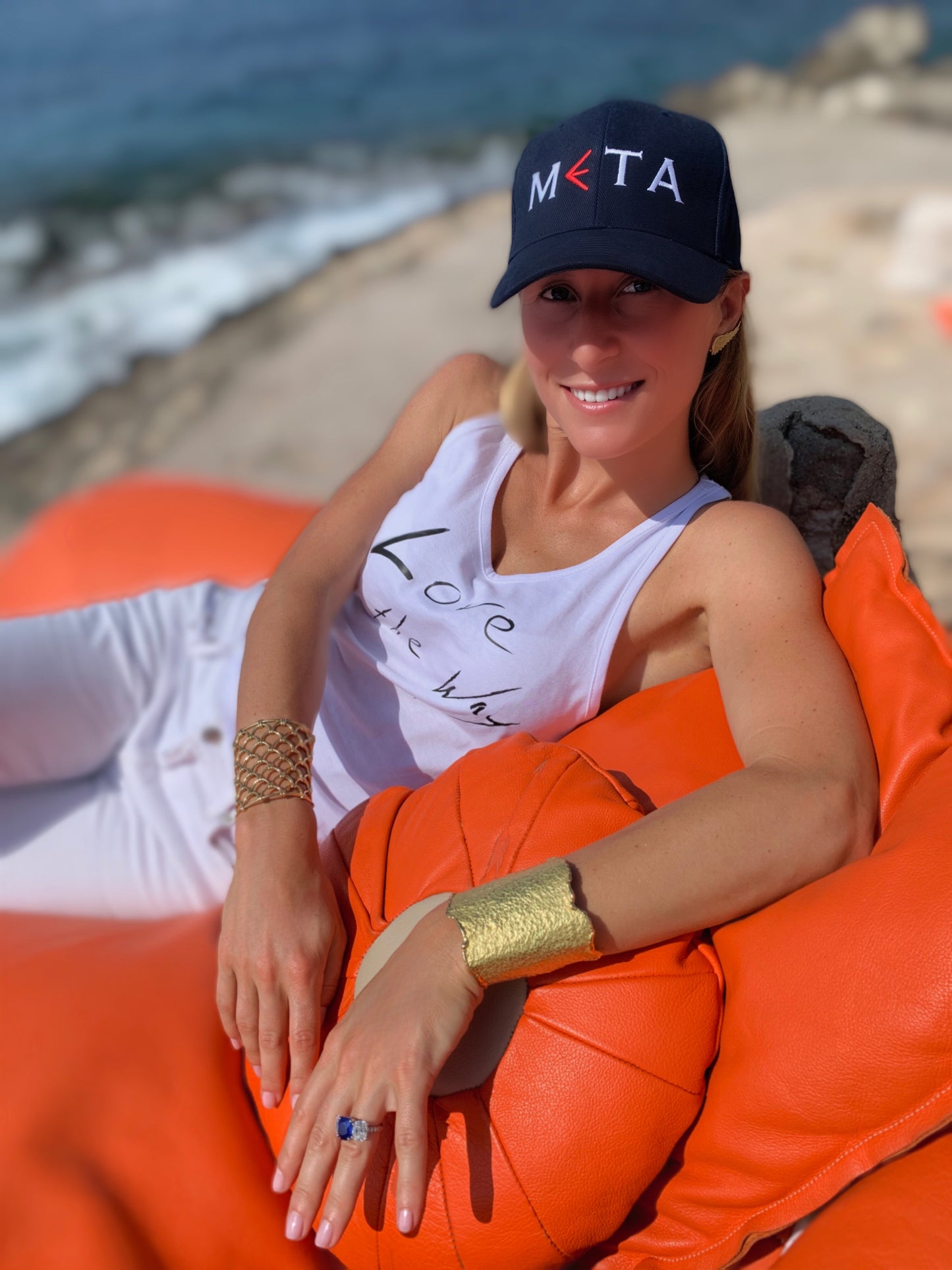Riviera Leather Beanbag, orange