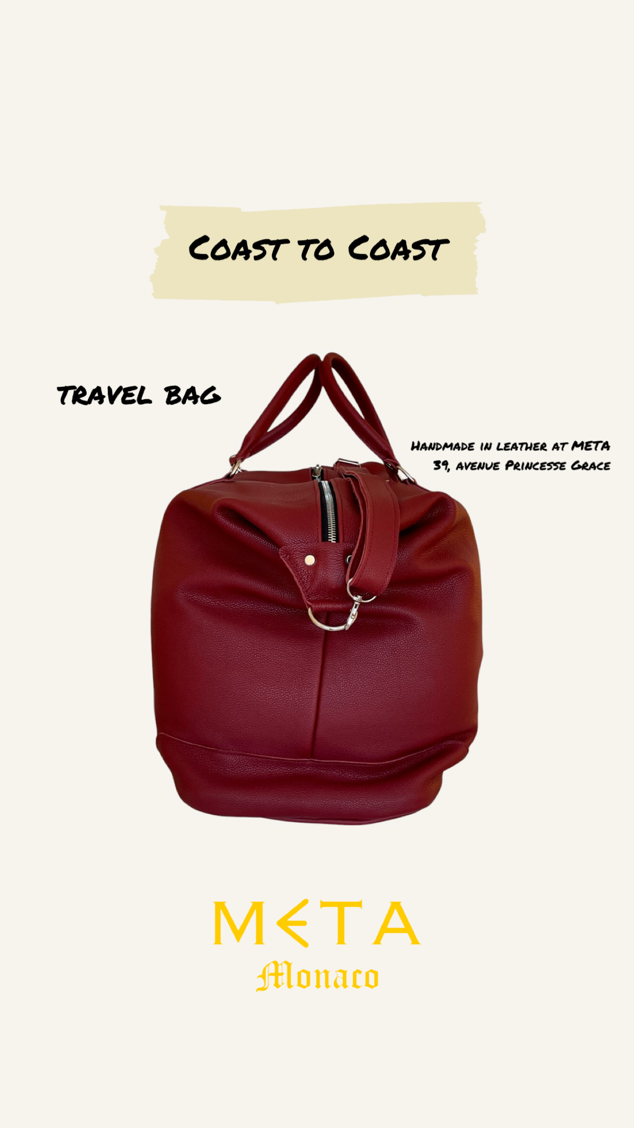 The Coast to Coast Travel Bag, burgundy leather