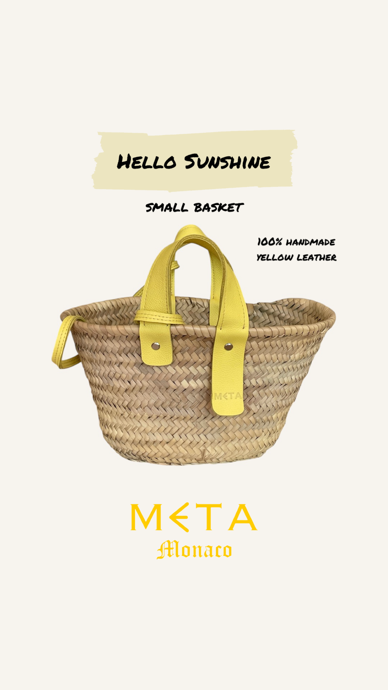 Hello Sunshine Small Basket, yellow leather