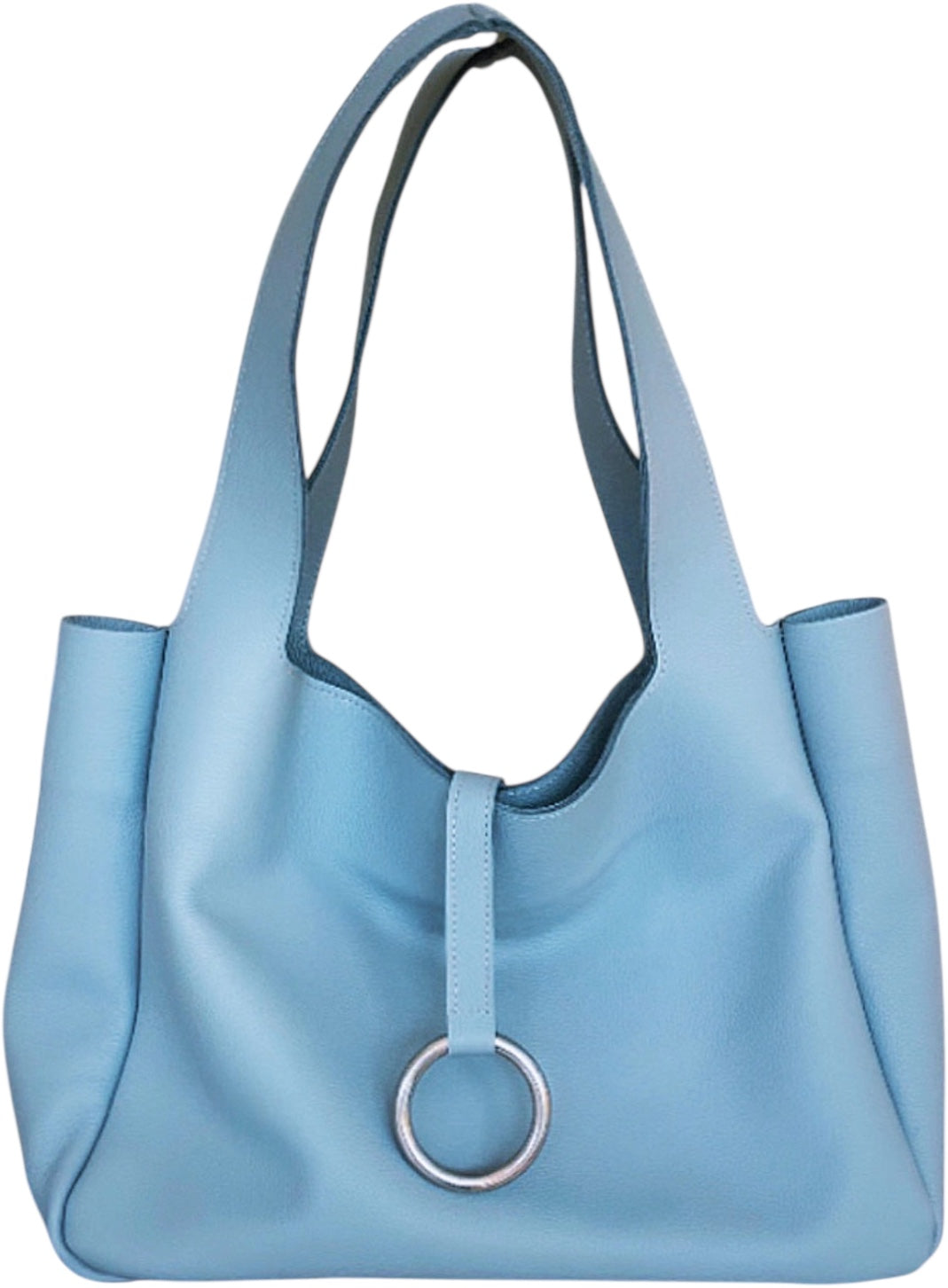 The Kiss and Fly Purse, sky blue leather
