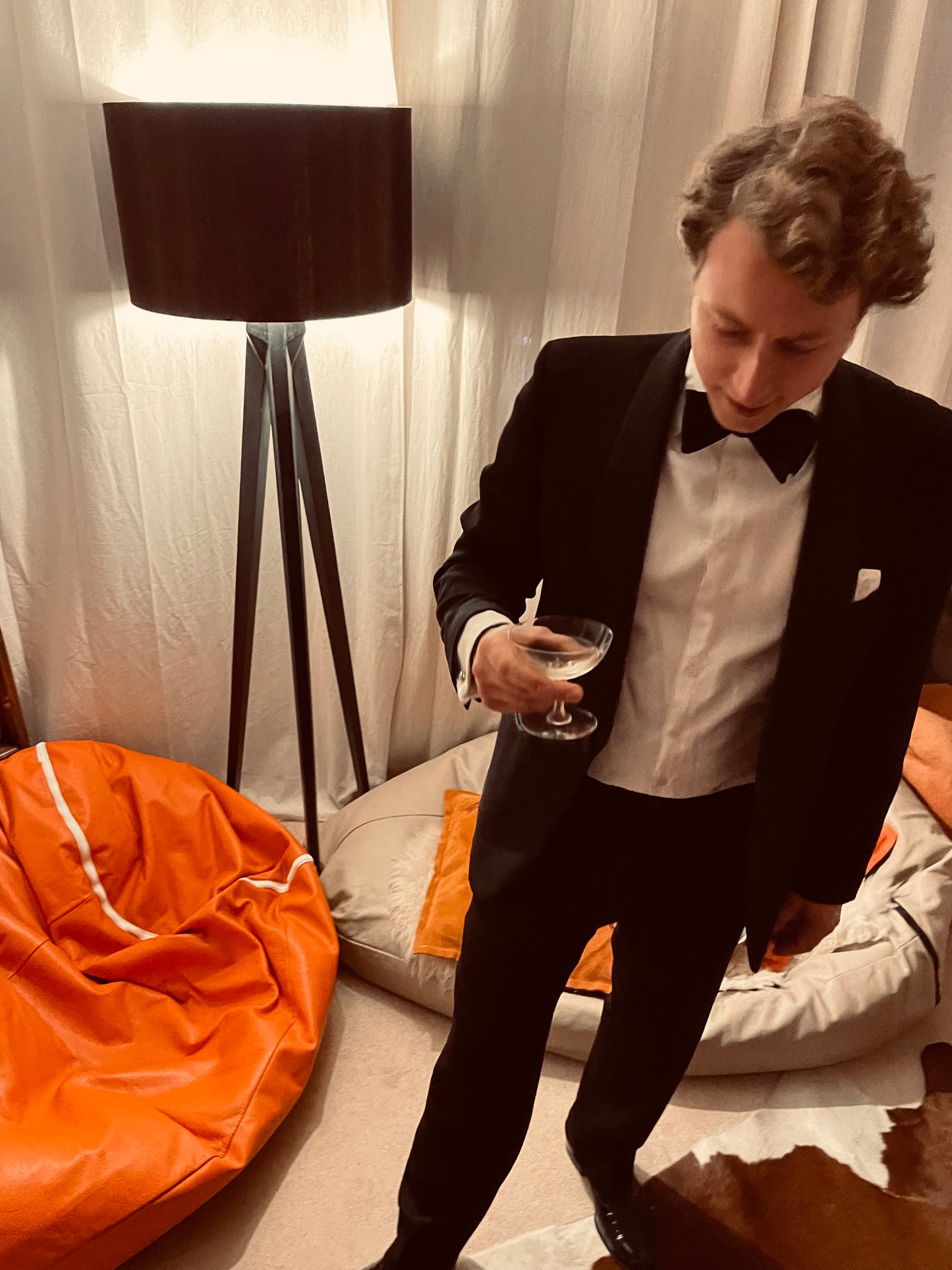 Riviera Leather Beanbag, orange