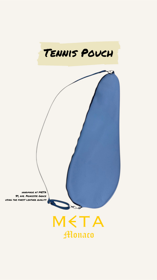 Tennis Racquet Pouch, sky blue leather
