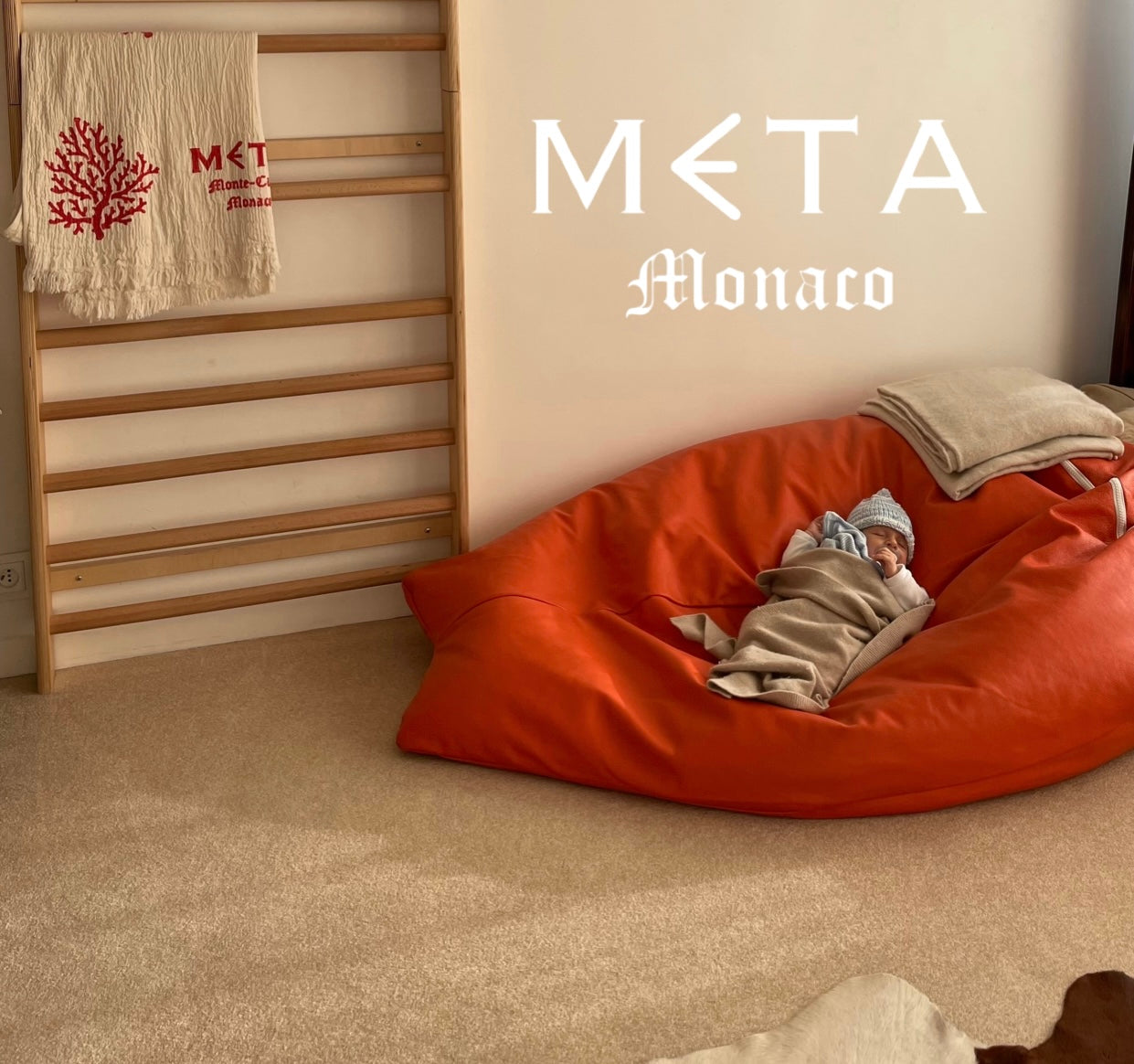 Riviera Leather Beanbag, orange