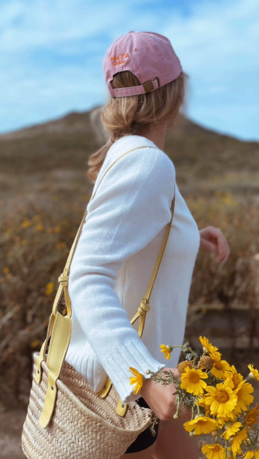 Hello Sunshine Small Basket, yellow leather