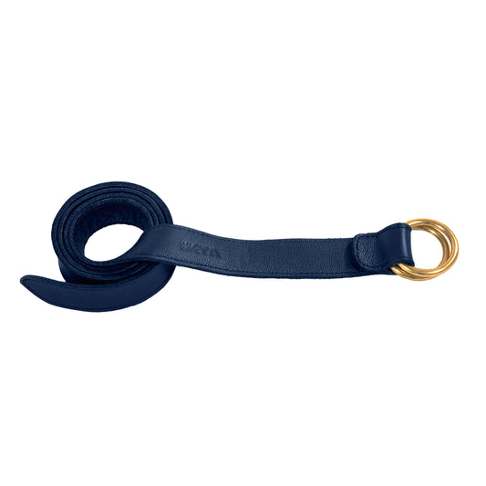 Belt, navy blue leather