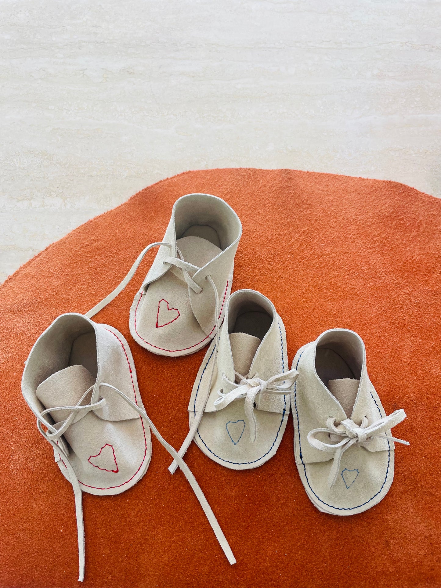Baby Suede Leather Shoes, Red Heart