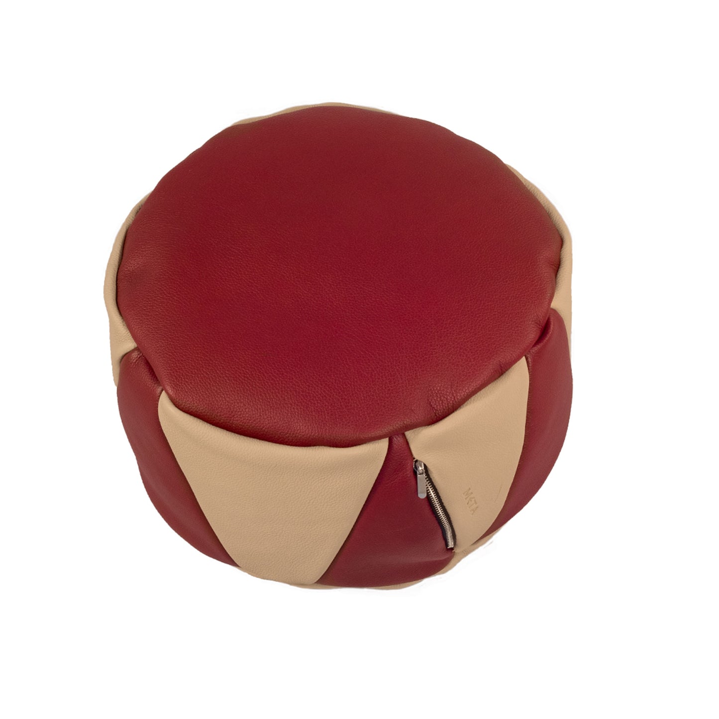 Mini Leather Pouf, Monaco Colors