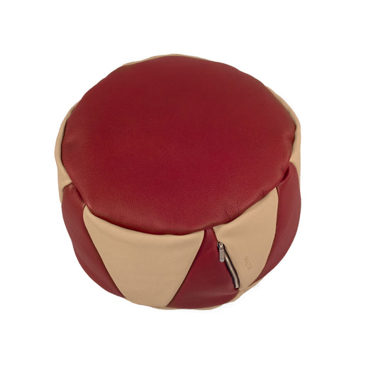 Mini Leather Pouf, Monaco Colors