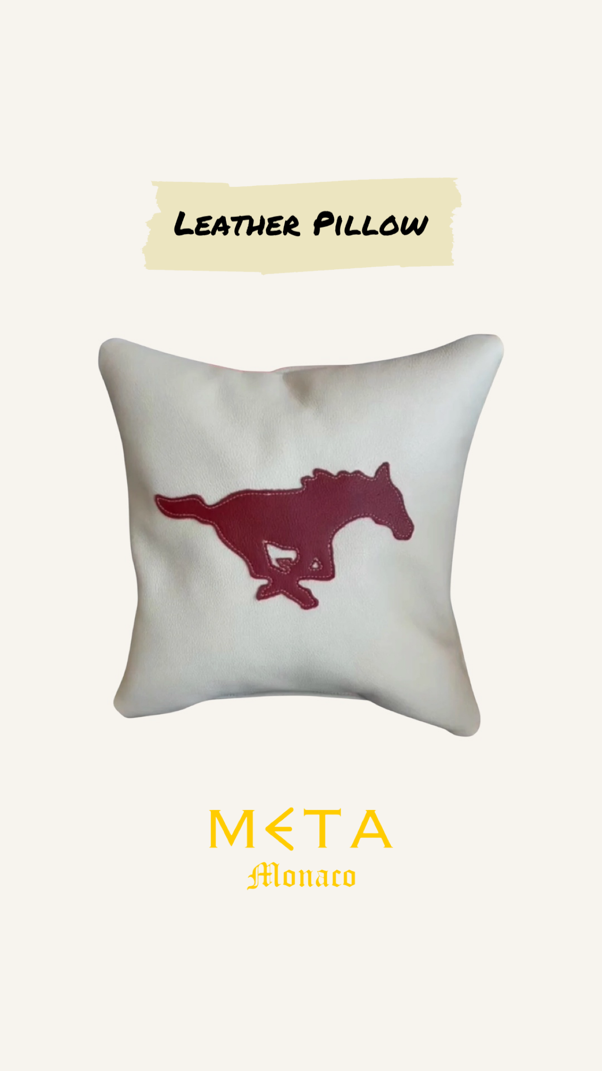 Mustang Leather Throw Pillow, Monaco Colors