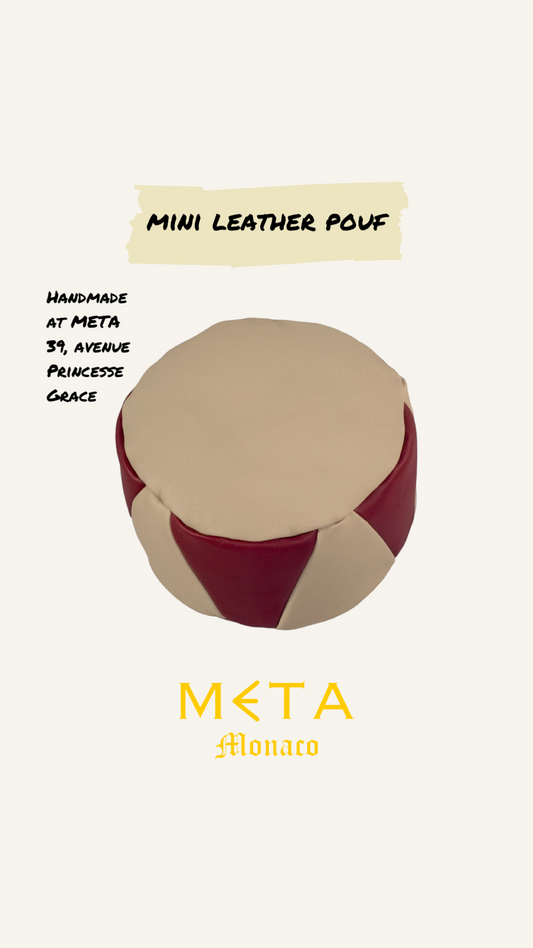 Mini Leather Pouf, Monaco Colors