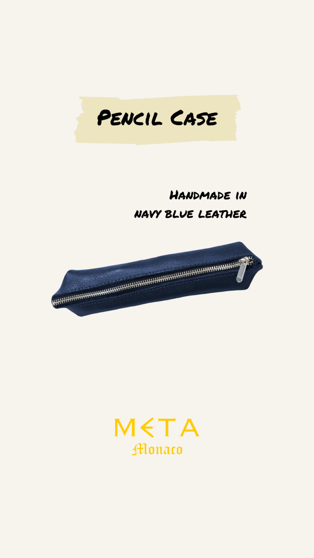 Pencil Case, navy blue leather