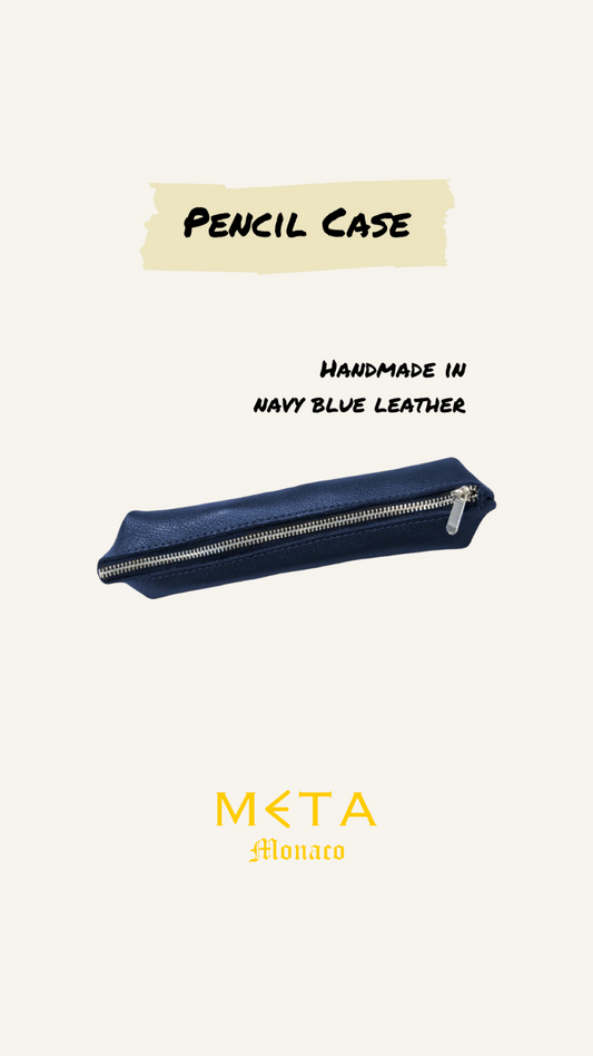 Pencil Case, navy blue leather