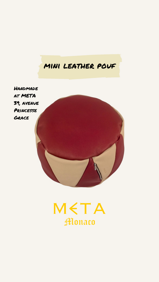 Mini Leather Pouf, Monaco Colors
