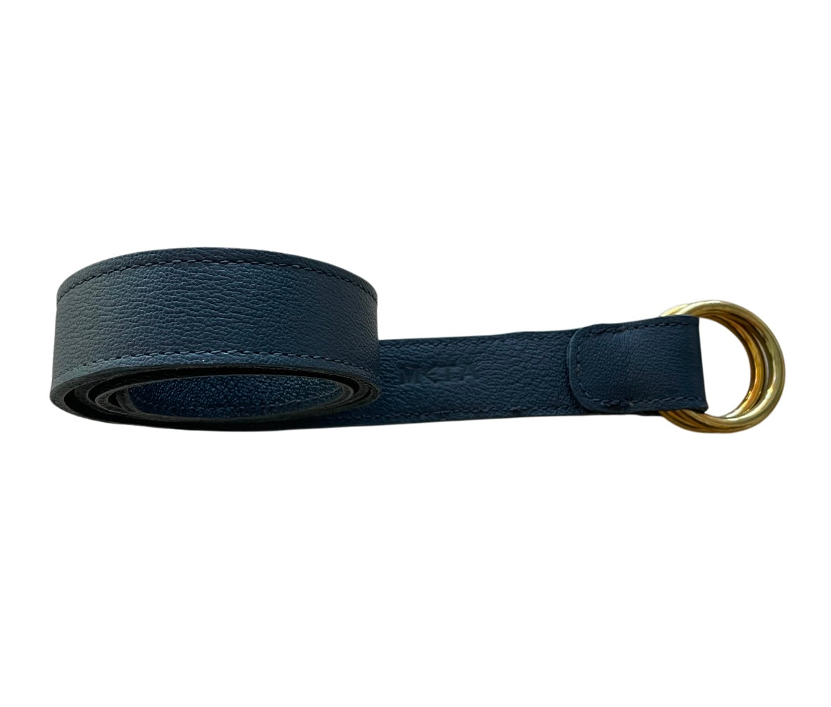 Leather Belt, Navy Blue