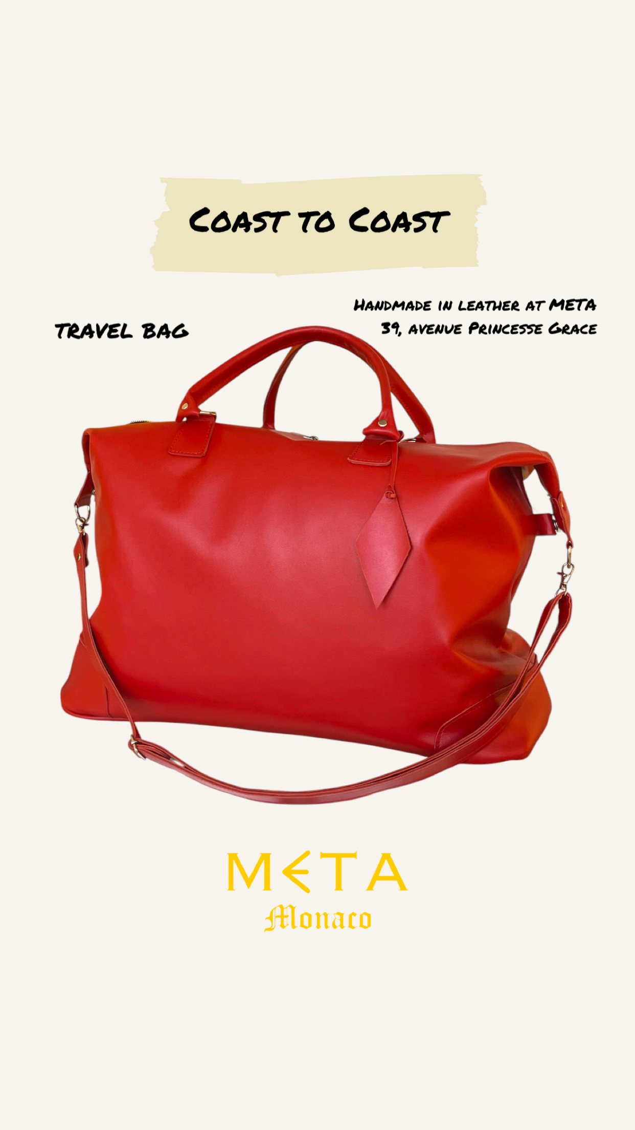 The Coast to Coast Travel Bag, red leather