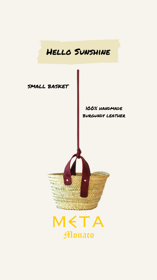 The Hello Sunshine Small Basket, burgundy red leather
