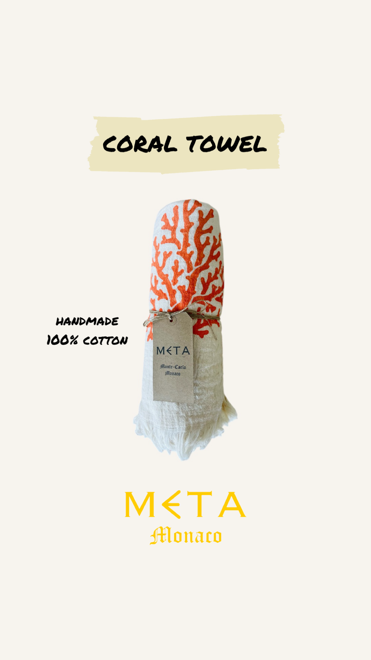 Towel Coral Motifs, Orange
