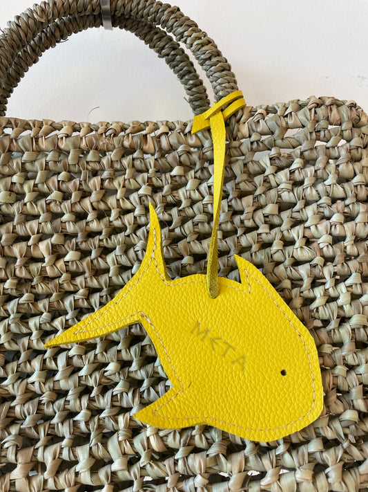 SEA SUN x META Small Beach Basket, yellow leather