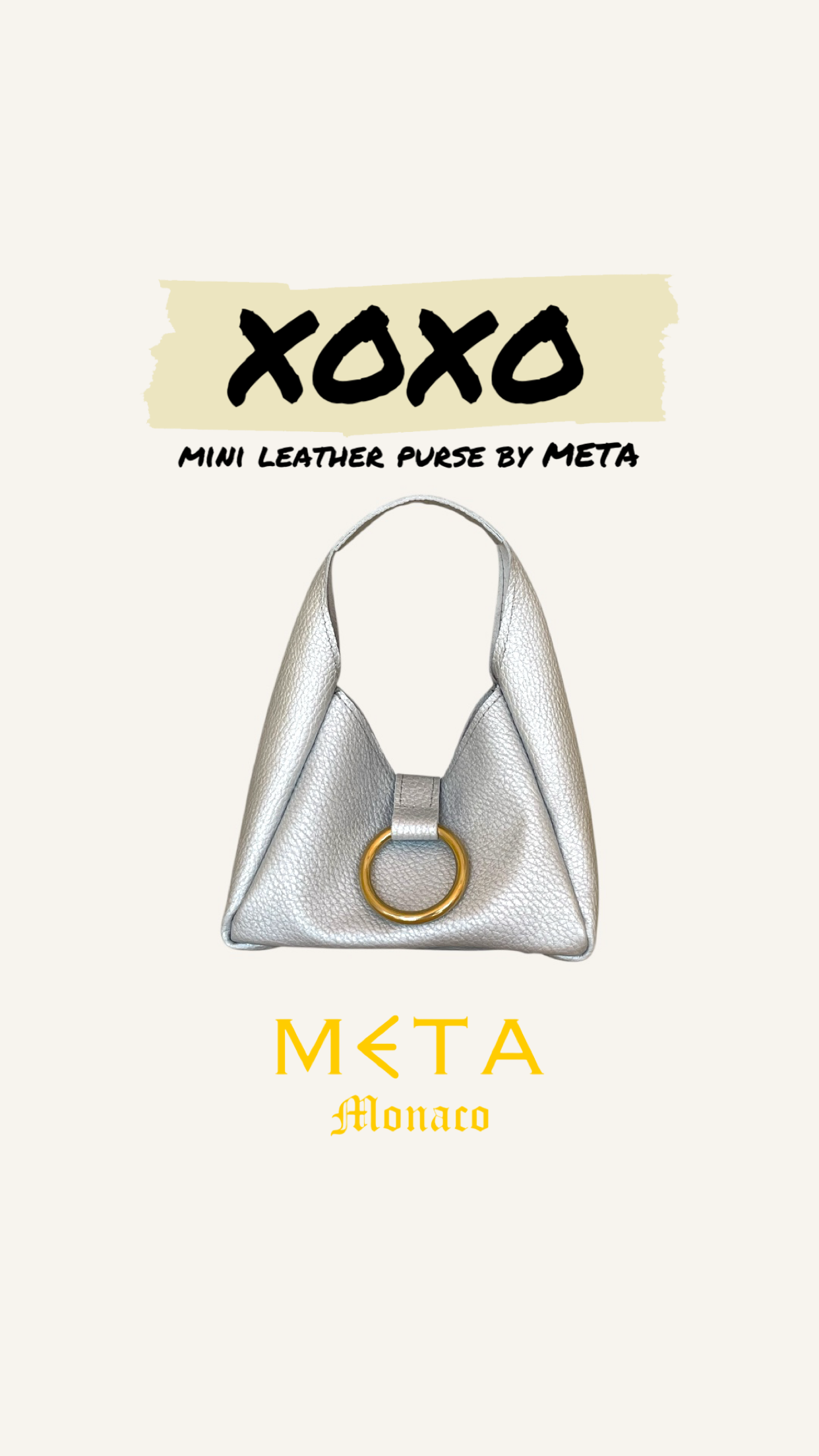XOXO mini purse, poudre d’étoiles silver leather