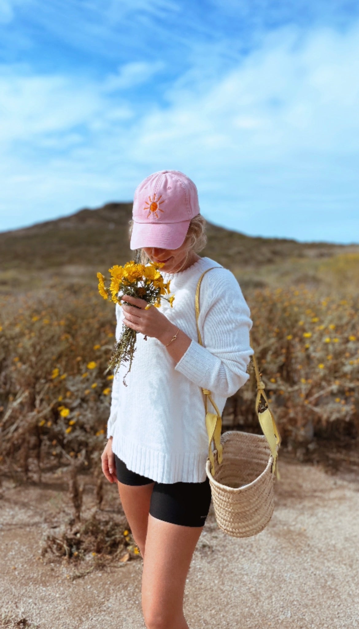Hello Sunshine Small Basket, yellow leather