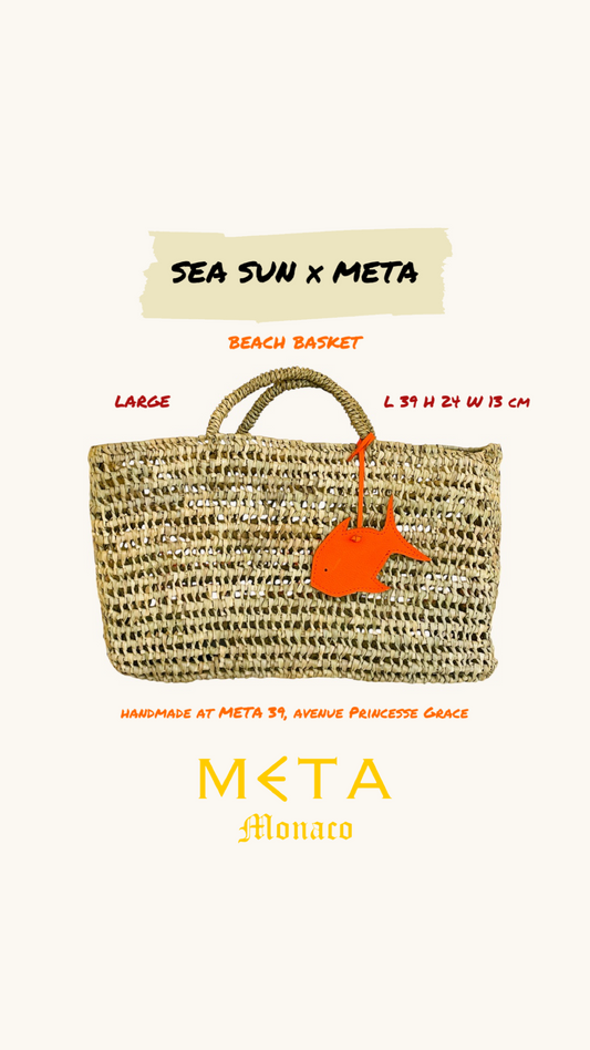 SEA SUN x META Large Beach Basket, orange leather