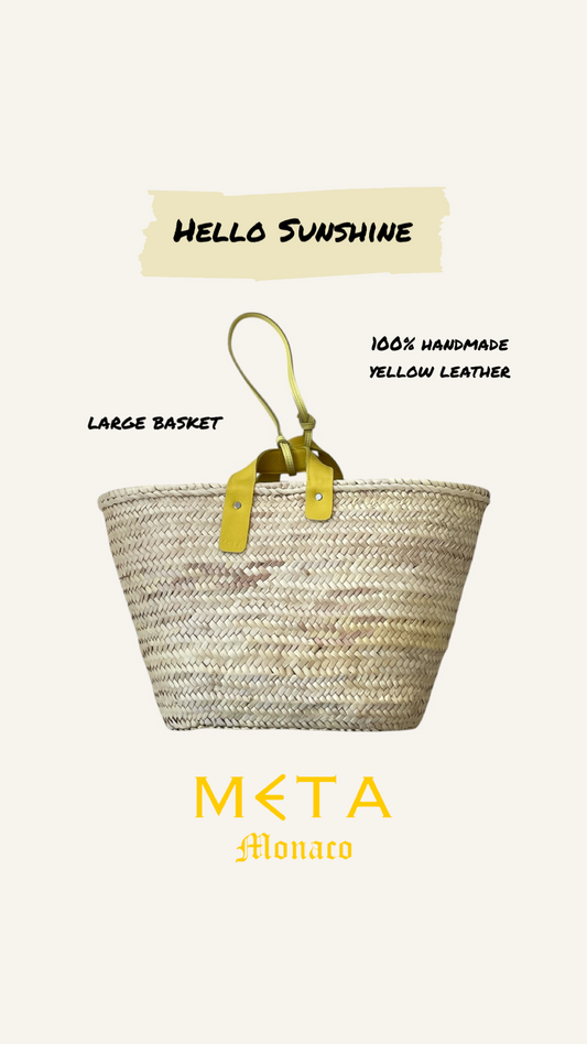 Hello Sunshine Large Basket, yellow leather