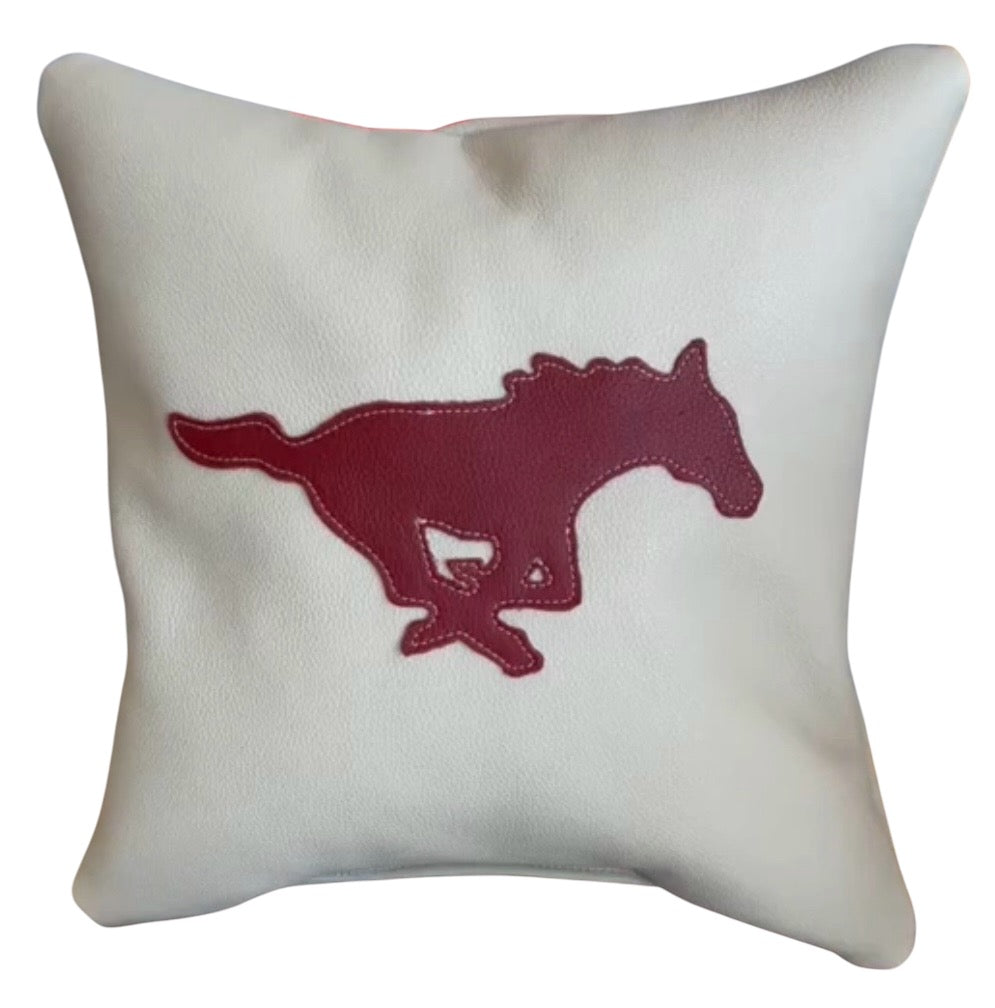 Mustang Leather Throw Pillow, Monaco Colors