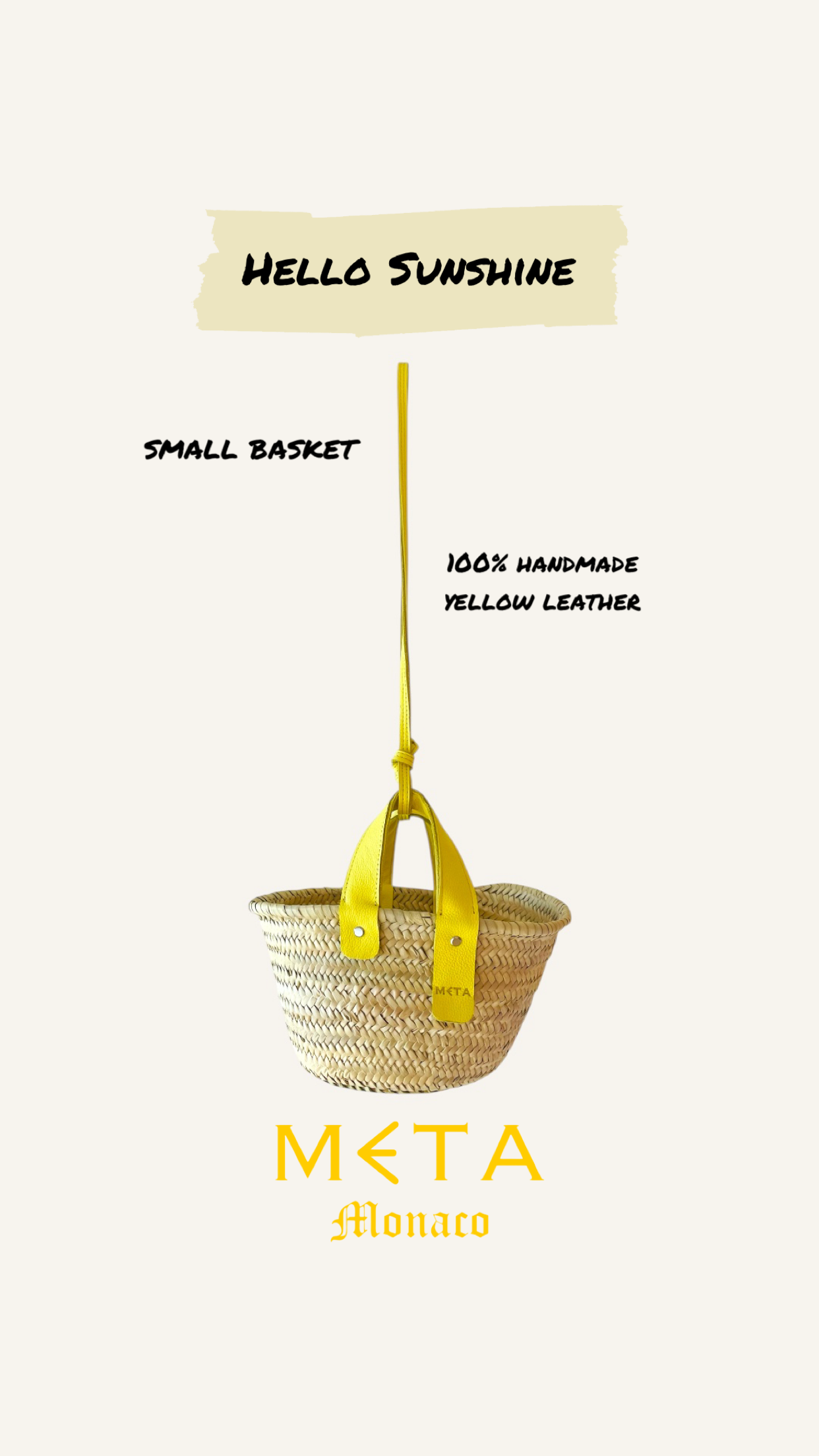 Hello Sunshine Small Basket, yellow leather