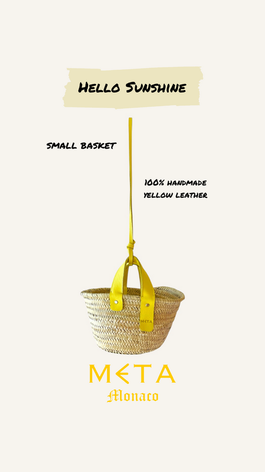 Hello Sunshine Small Basket, yellow leather