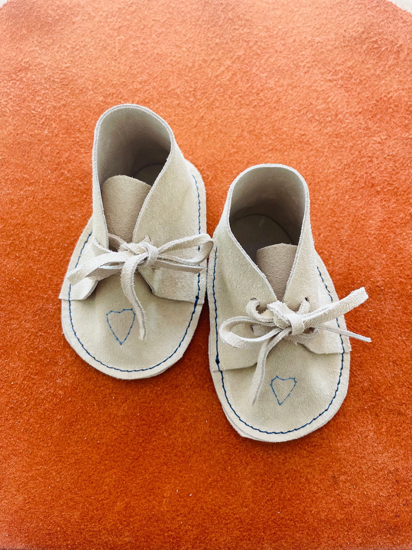 Baby Suede Leather Shoes, Blue Heart