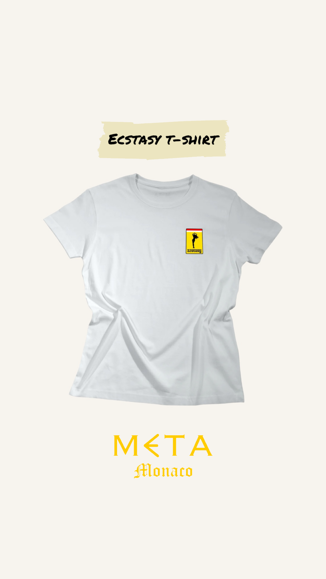 Ecstasy T-shirt Printed on left chest, White