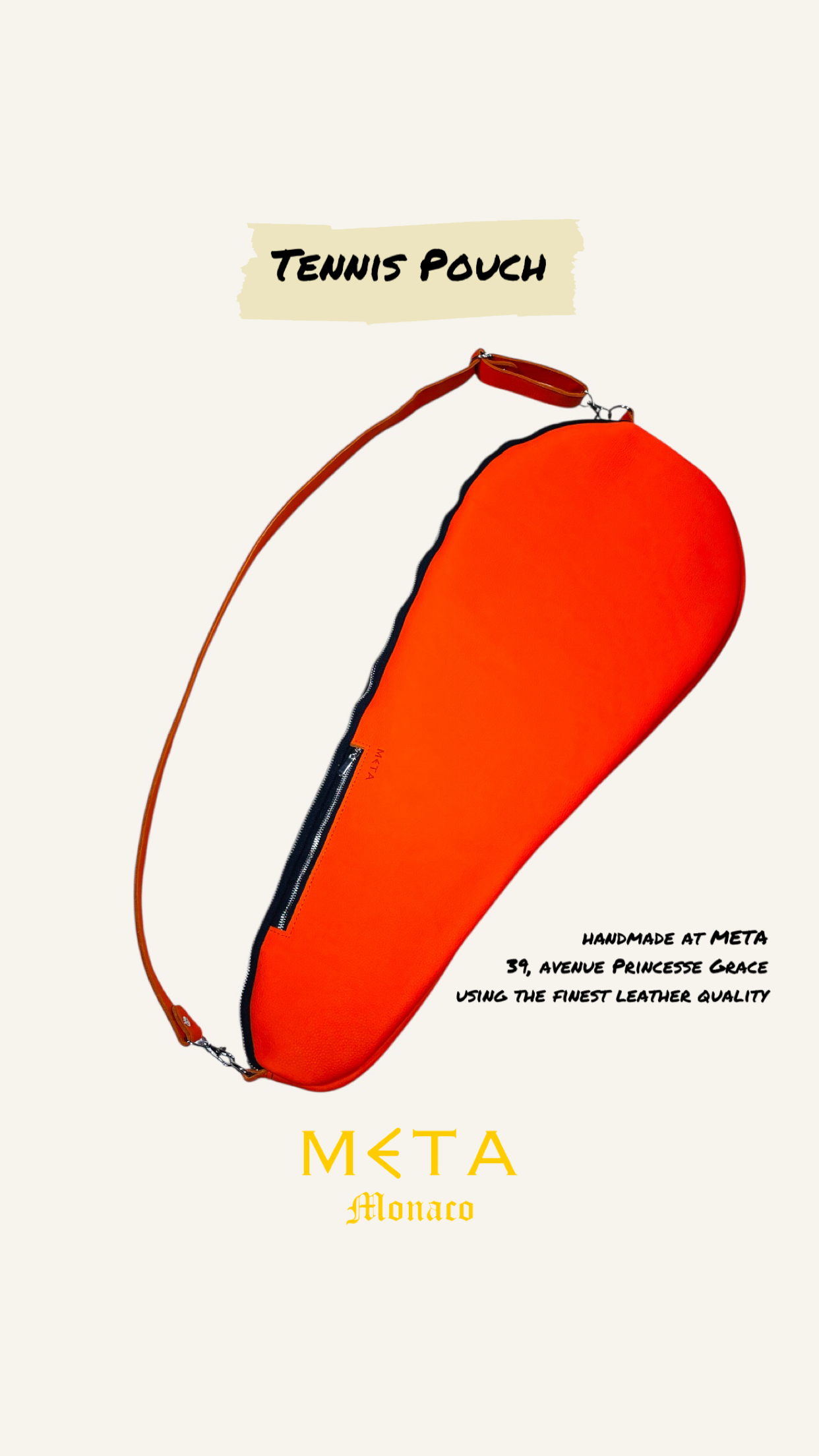 Tennis Pouch, orange leather