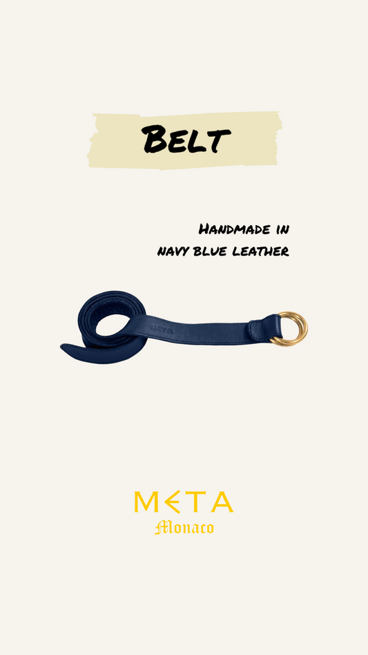 Belt, navy blue leather