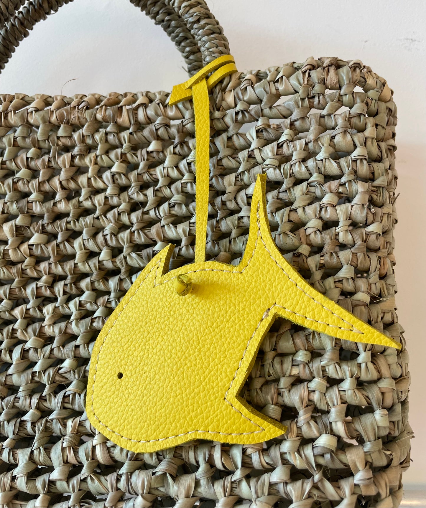 SEA SUN x META Small Beach Basket, yellow leather