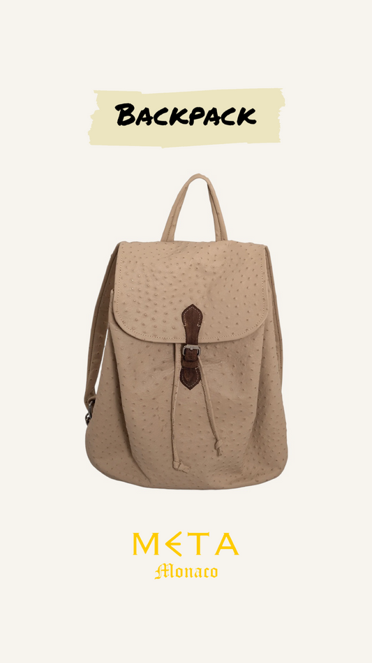 Backpack, sand beige ostrich leather