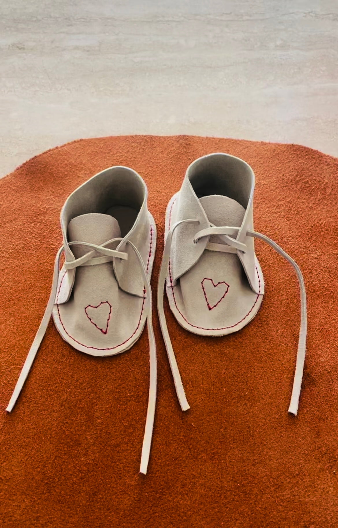 Baby Suede Leather Shoes, Red Heart