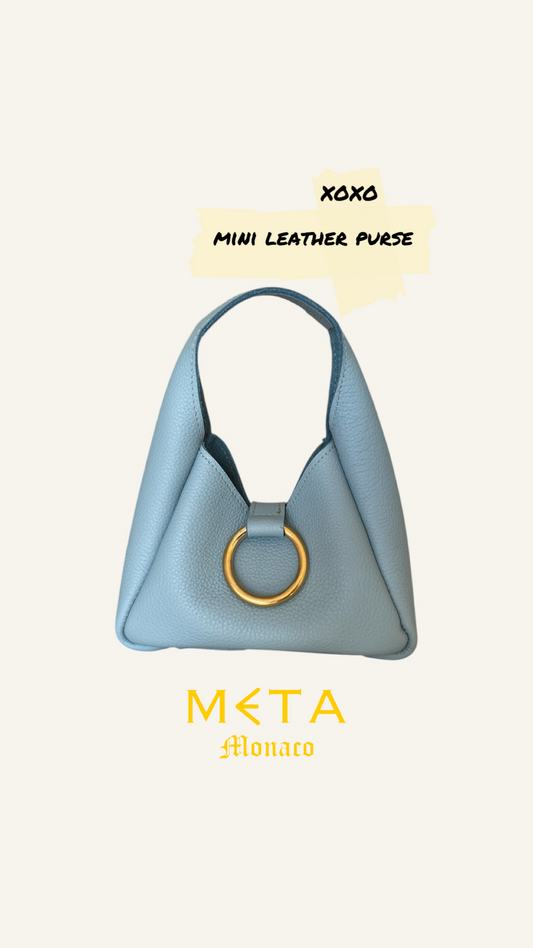 XOXO mini purse, entre ciel et mer blue leather