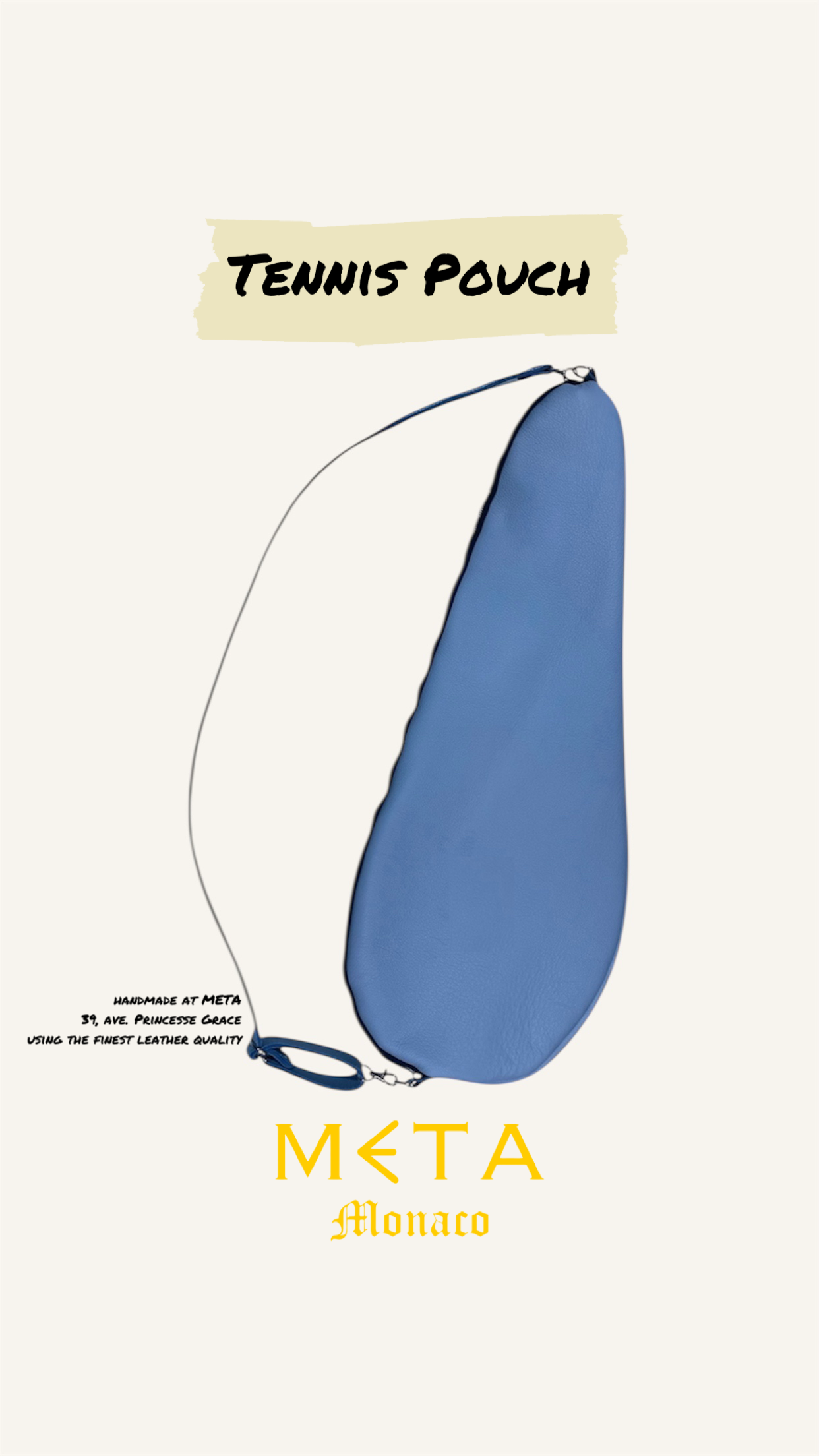 Tennis Racquet Pouch, sky blue leather