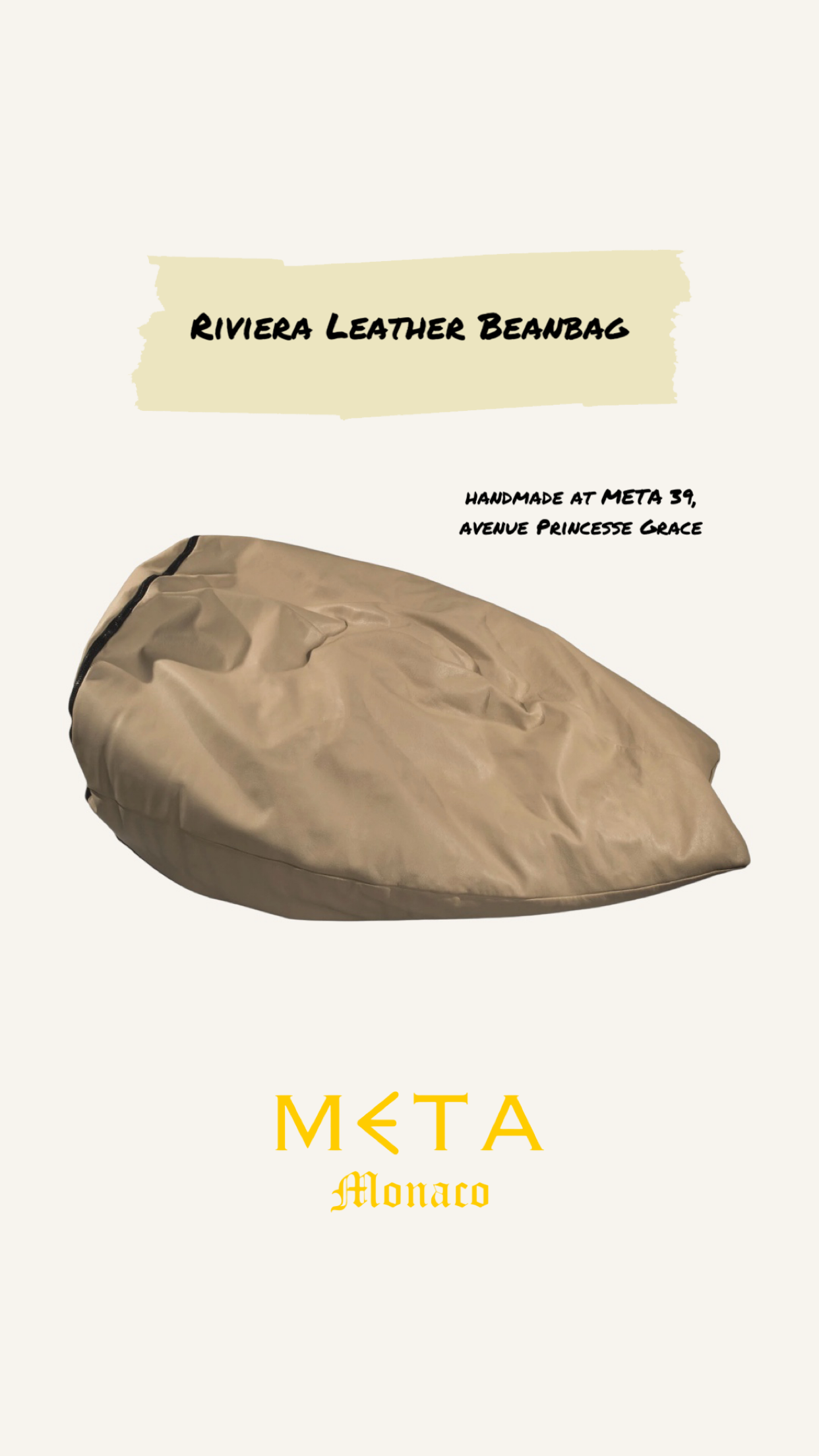 Riviera Leather Beanbag, beige