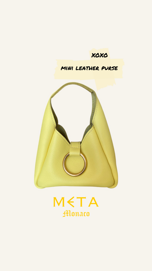 XOXO mini purse, feu du ciel yellow leather