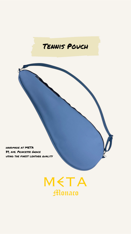 Tennis Racquet Pouch, sky blue leather