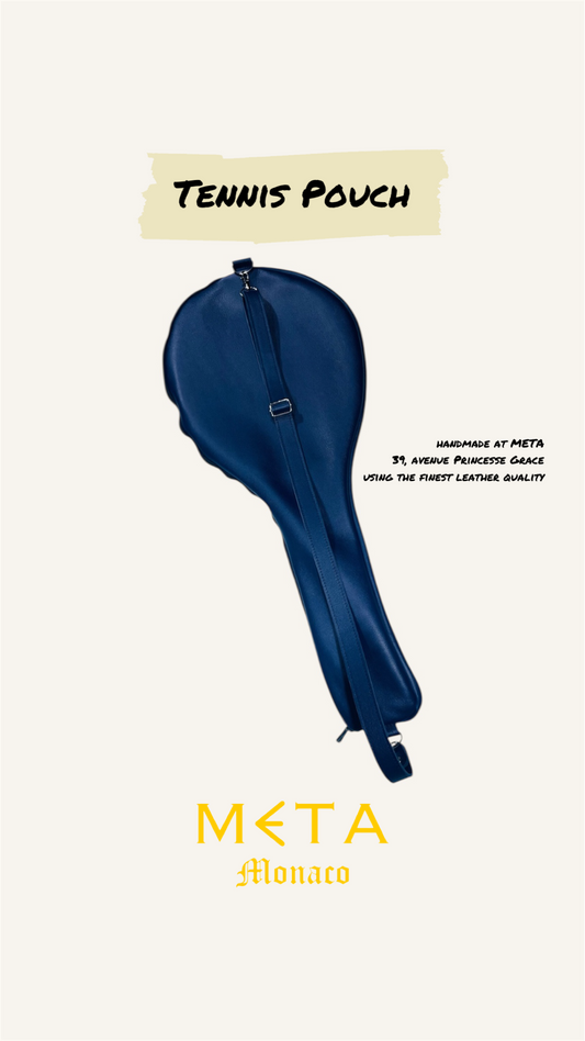 Tennis Pouch, navy blue leather