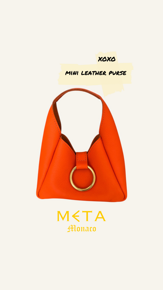 XOXO mini purse, terre de feu orange leather