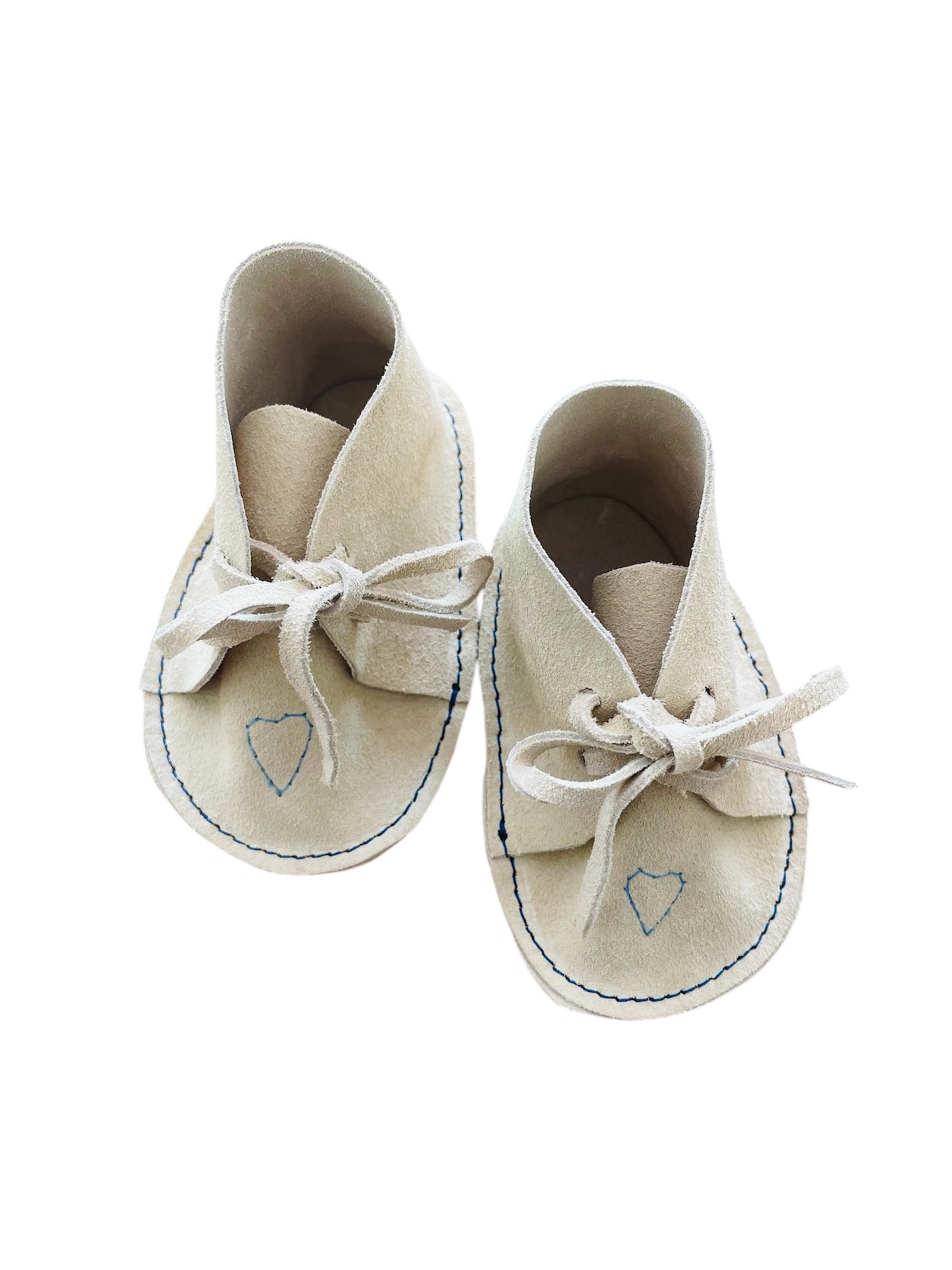 Baby Suede Leather Shoes, Blue Heart