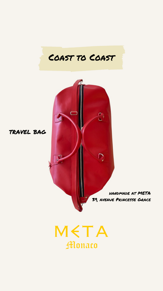 The Coast to Coast Travel Bag, red leather