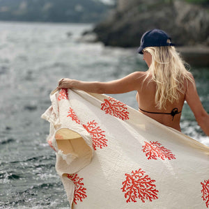 Towel Coral Motifs, Red