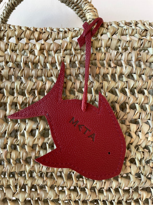 SEA SUN x META Small Beach Basket, burgundy leather