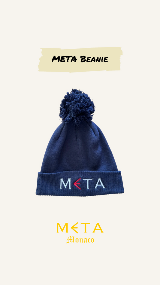Beanie with Pom Pom, Navy Blue
