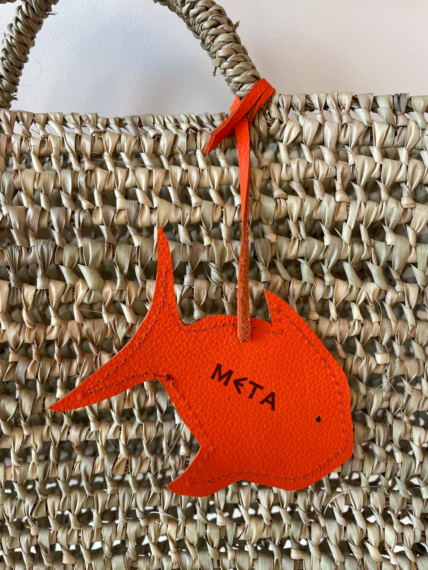SEA SUN x META Large Beach Basket, orange leather