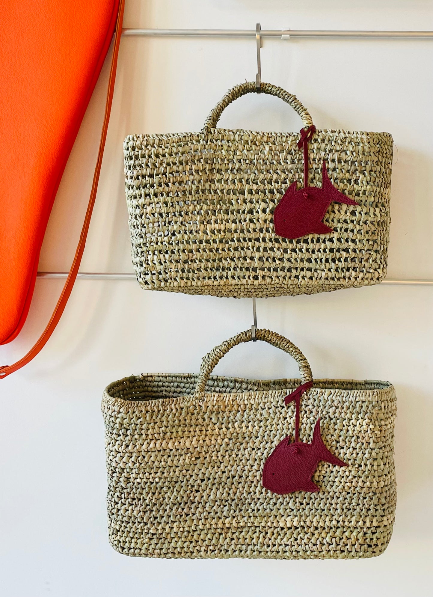 SEA SUN x META Beach Basket, burgundy leather